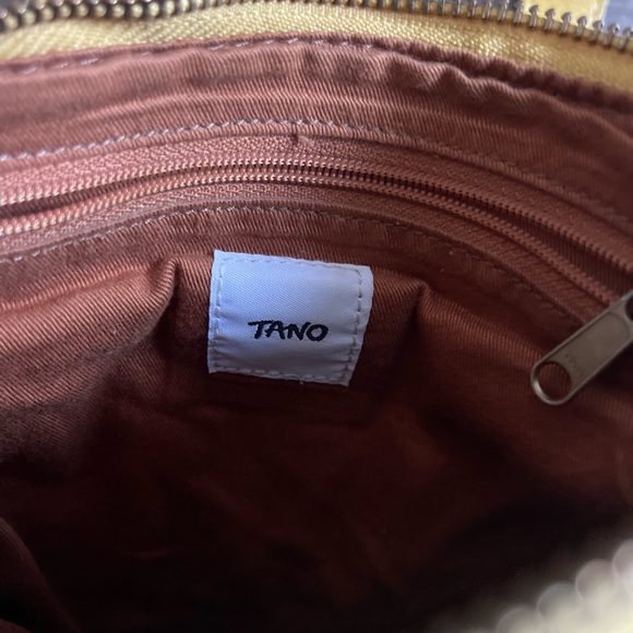 Tano brand leather crossbody with zipper top and front snap closure on pocket - Picture 3 of 7